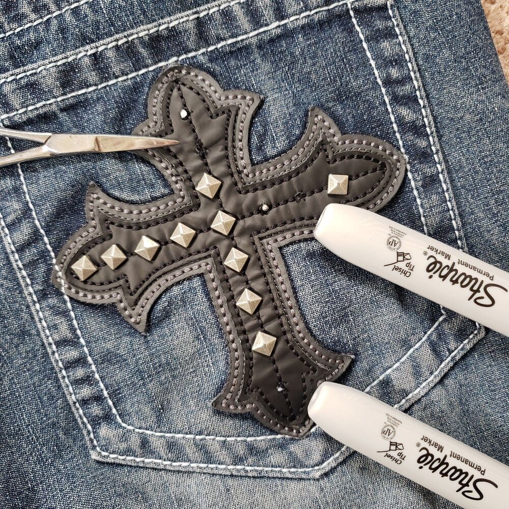 Xtreme Couture Cross Pocket Size 36x32(FITS 37x32) Mens Bootcut Denim Jeans - Picture 7 of 16